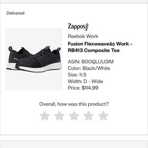 Composite toe Reebok athletic work shoes